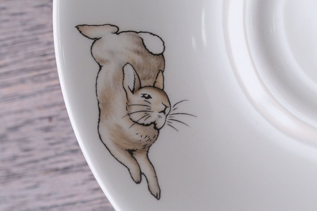 アンティーク雑貨　中古　イギリスWedgwood(ウェッジウッド)　ピーターラビット　深皿とティーカップソーサー2点セット