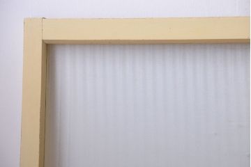 昭和レトロ　銀モールガラス入り!クリーム色ペイントの引き戸2枚セット