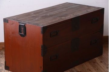 アンティーク家具　古民具・骨董　明治〜大正期　前面欅材!アンティーク時代箪笥ローボード(衣装箪笥)(2)