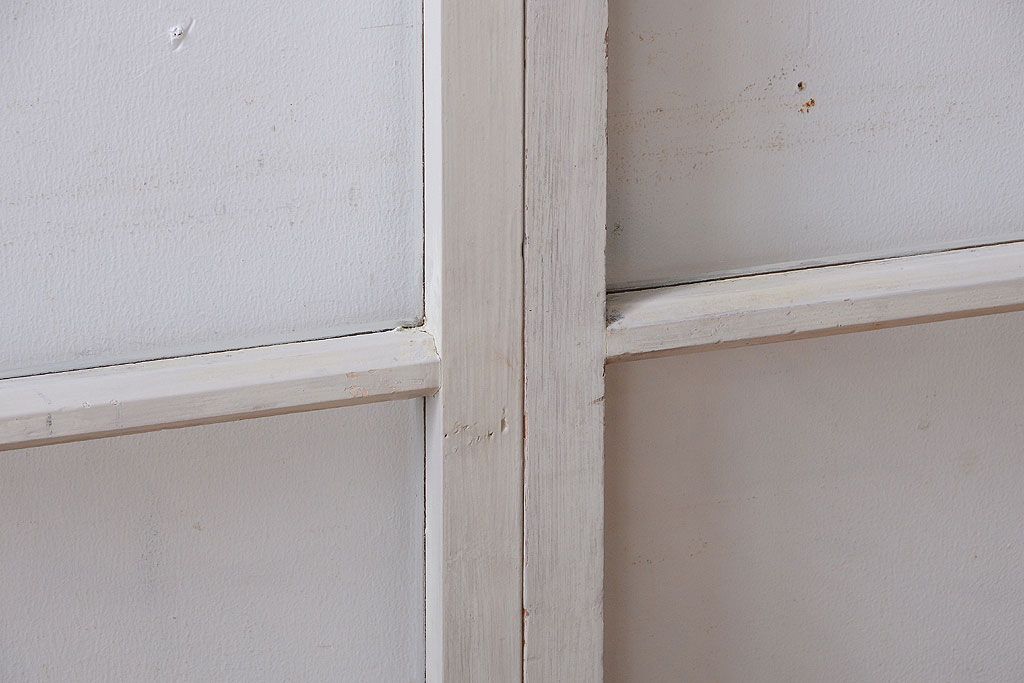 アンティークペイント　レトロな小さいガラス戸2枚セット(窓)