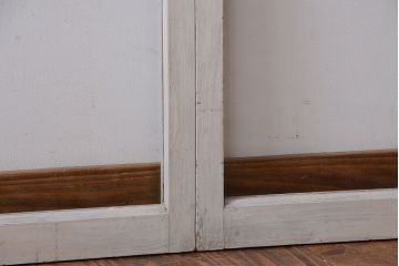アンティークペイント　レトロな小さいガラス戸2枚セット(窓)
