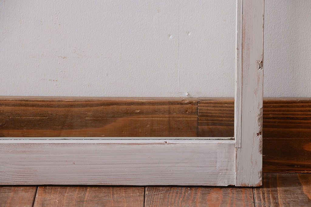 アンティークペイント　レトロな小さいガラス戸2枚セット(窓)