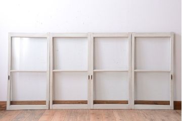 アンティークペイント　レトロな小さいガラス戸4枚セット(窓)