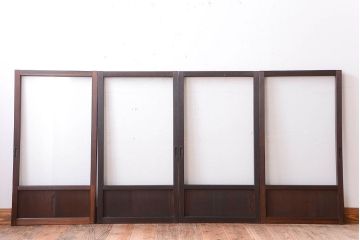 和製アンティーク　小さなガラス引き戸4枚セット(窓)