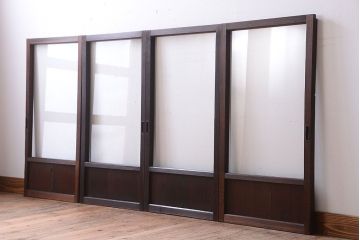 和製アンティーク　小さなガラス引き戸4枚セット(窓)