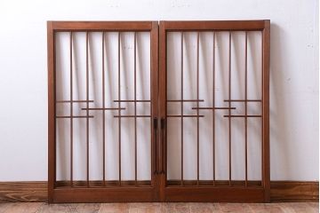 和製アンティーク　引き手が矢形!引き戸2枚セット(窓)(1)