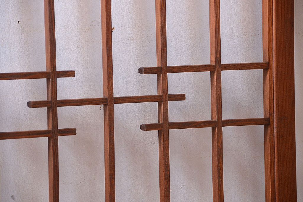 和製アンティーク　引き手が矢形!引き戸2枚セット(窓)(1)