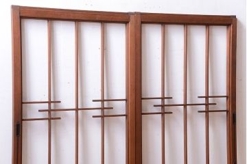 和製アンティーク　引き手が矢形!引き戸2枚セット(窓)(2)