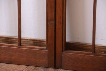 和製アンティーク　引き手が矢形!引き戸2枚セット(窓)(2)