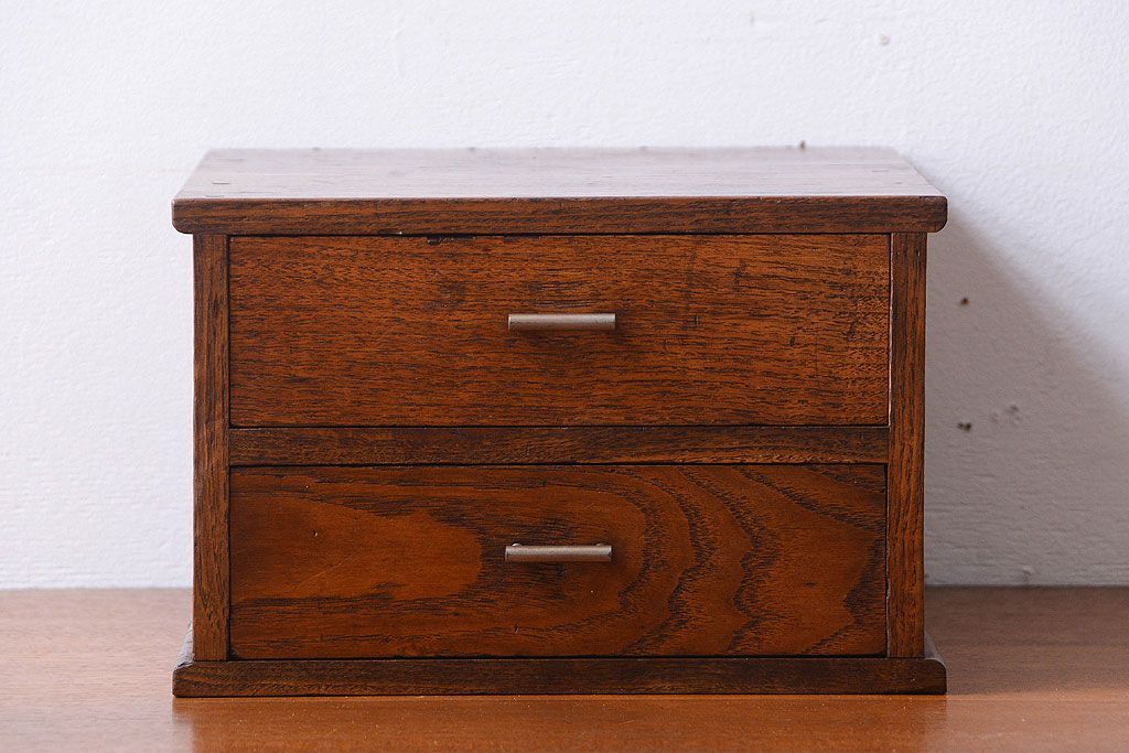 アンティーク家具　和製アンティーク　古い木の2杯小引き出し