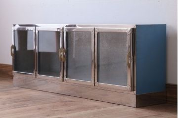 アンティーク雑貨　昭和レトロ　ブリキ製のアンティークガラスケース