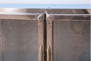 アンティーク雑貨　昭和レトロ　ブリキ製のアンティークガラスケース