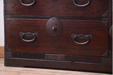 アンティーク家具　古民具・骨董　明治〜大正　前面栗材!アンティーク最上箪笥(2)