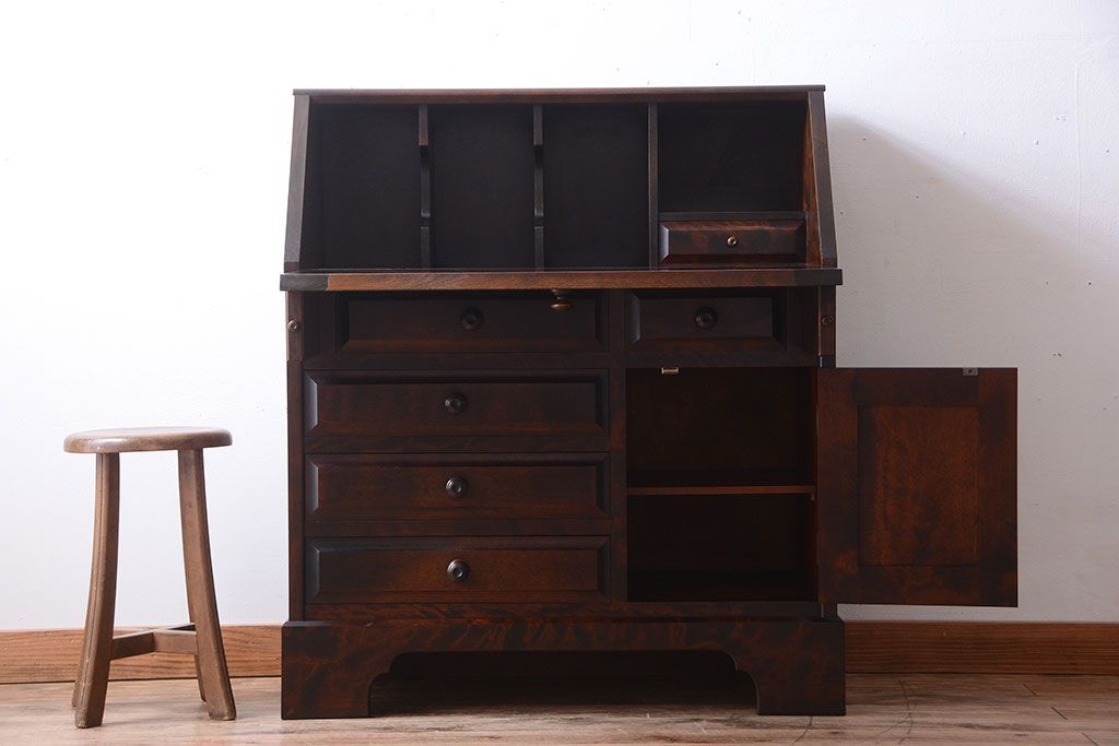 中古　北海道民芸家具　ライティングビューロー(2)