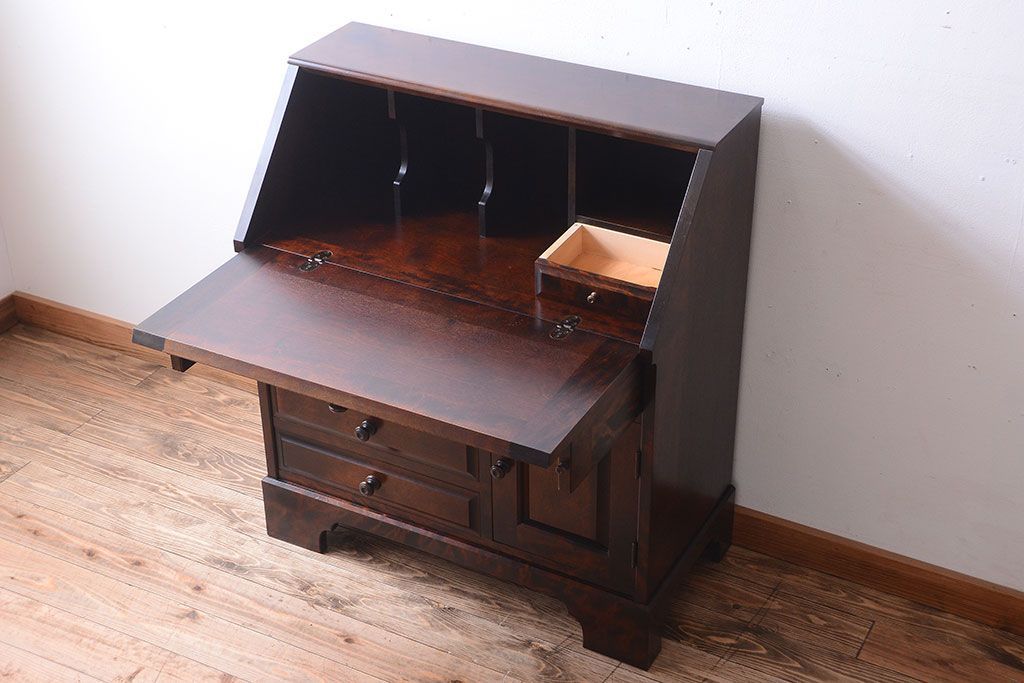 中古　北海道民芸家具　ライティングビューロー(2)