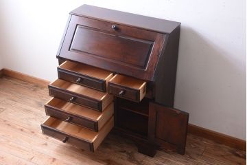 中古　北海道民芸家具　ライティングビューロー(2)