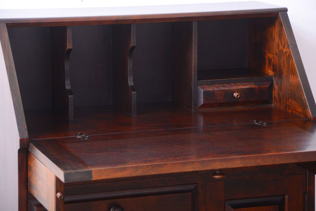 中古　北海道民芸家具　ライティングビューロー(2)