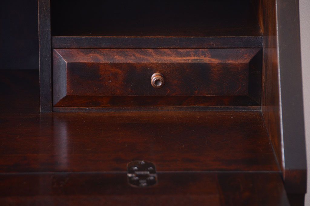 中古　北海道民芸家具　ライティングビューロー(2)