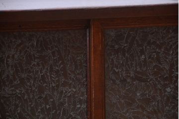 アンティーク家具　和製アンティーク　黒柿・欅材!結霜ガラス引き戸の置床(置き床)