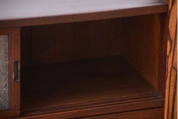 アンティーク家具　和製アンティーク　黒柿・欅材!結霜ガラス引き戸の置床(置き床)