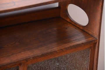アンティーク家具　和製アンティーク　結霜ガラス入り!栓材の茶箪笥
