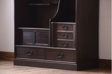 アンティーク家具　古民具・骨董　縞黒檀材のアンティーク茶棚(茶箪笥)