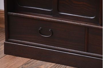 アンティーク家具　古民具・骨董　縞黒檀材のアンティーク茶棚(茶箪笥)