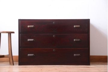 アンティーク家具　和製アンティーク　前面欅材!小さな衣装箪笥ローボード(半箪笥)