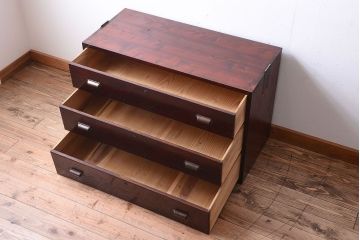 アンティーク家具　和製アンティーク　前面欅材!小さな衣装箪笥ローボード(半箪笥)