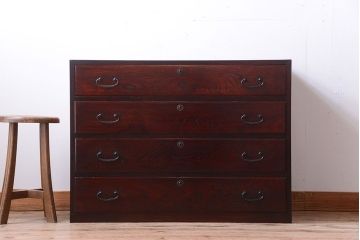 アンティーク家具　和製アンティーク　前面欅材!小さな衣装箪笥ローボード(半箪笥)(2)