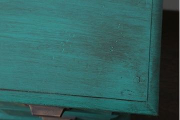 アンティーク家具　アンティークペイント　小ぶりなグリーンカラーの2杯小引き出し