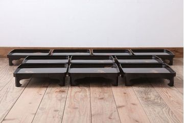 古民具・骨董　柴田是真(是眞)図変わり蒔絵　脚付膳(一人膳)10客セット(箱付き)