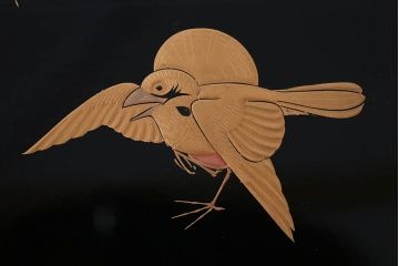 古民具・骨董　柴田是真(是眞)図変わり蒔絵　脚付膳(一人膳)10客セット(箱付き)