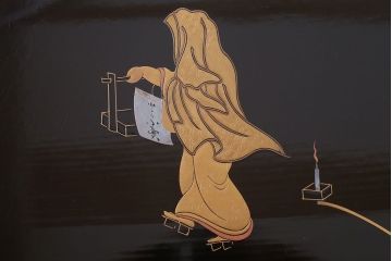 古民具・骨董　柴田是真(是眞)図変わり蒔絵　脚付膳(一人膳)10客セット(箱付き)