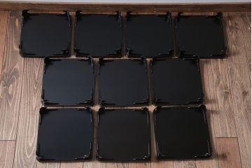 古民具・骨董　柴田是真(是眞)図変わり蒔絵　脚付膳(一人膳)10客セット(箱付き)