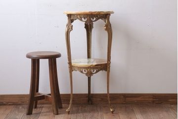 中古　イタリア製　大理石天板のサイドテーブル(オニキス)
