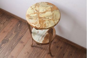 中古　イタリア製　大理石天板のサイドテーブル(オニキス)