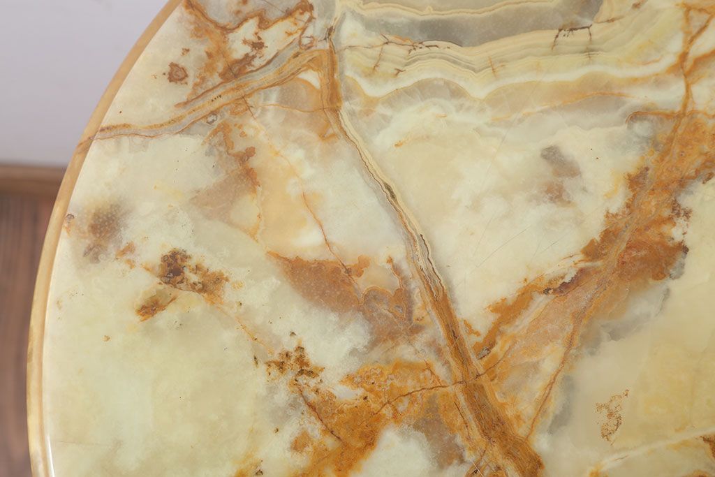 中古　イタリア製　大理石天板のサイドテーブル(オニキス)