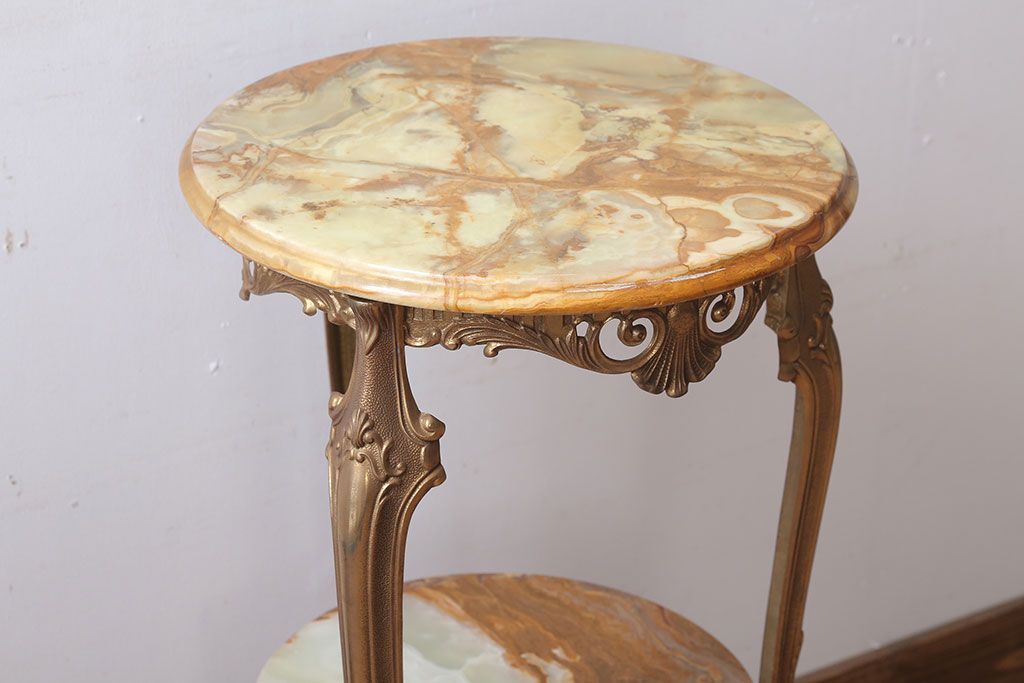 中古　イタリア製　大理石天板のサイドテーブル(オニキス)