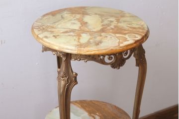 中古　イタリア製　大理石天板のサイドテーブル(オニキス)