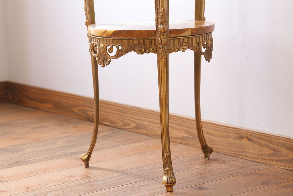 中古　イタリア製　大理石天板のサイドテーブル(オニキス)