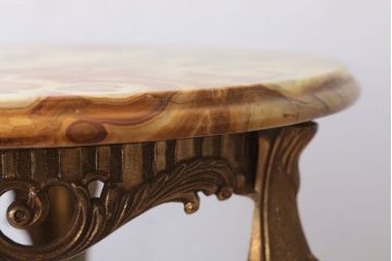 中古　イタリア製　大理石天板のサイドテーブル(オニキス)