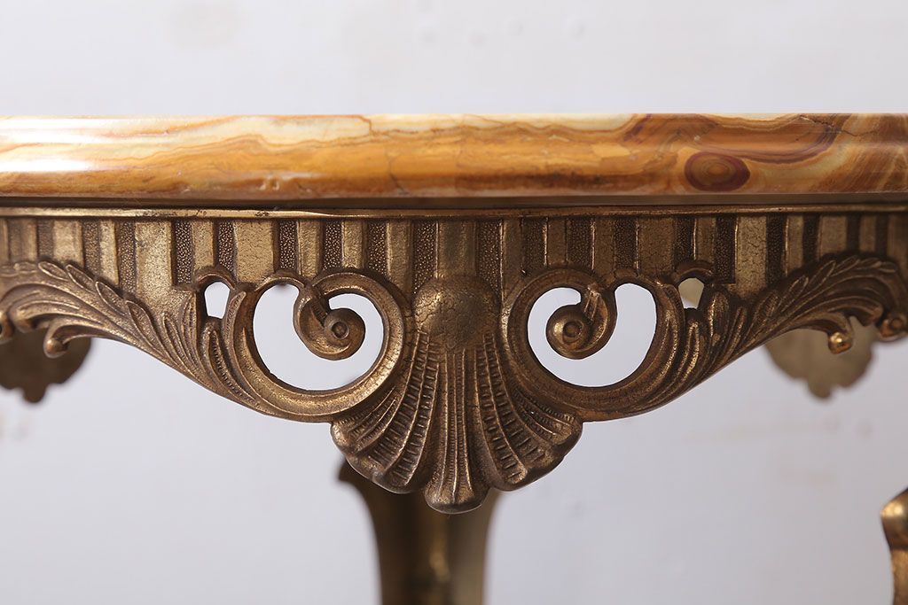 中古　イタリア製　大理石天板のサイドテーブル(オニキス)