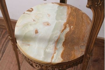 中古　イタリア製　大理石天板のサイドテーブル(オニキス)