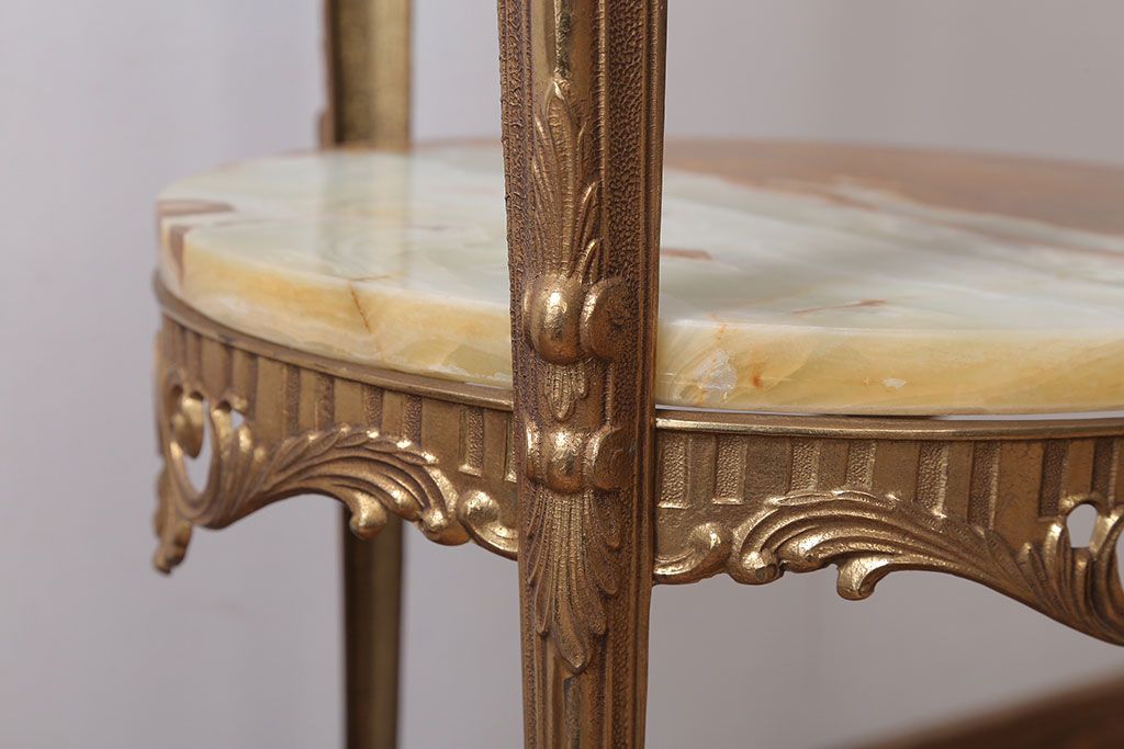 中古　イタリア製　大理石天板のサイドテーブル(オニキス)