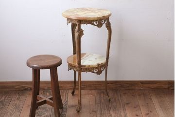 中古　イタリア製　大理石天板のサイドテーブル(オニキス)