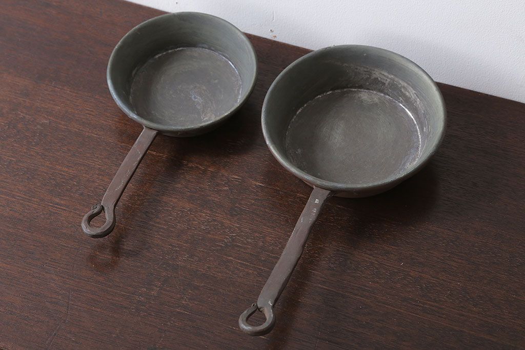 アンティーク雑貨　アンティーク　銅のフライパン大小2つセット