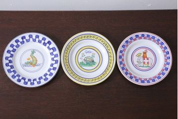 アンティーク雑貨　中古　イタリアSBERNA DERUTA(サブリナデルタ)　絵皿3枚セット(プレート)(洋食器)