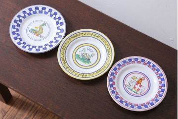 アンティーク雑貨　中古　イタリアSBERNA DERUTA(サブリナデルタ)　絵皿3枚セット(プレート)(洋食器)