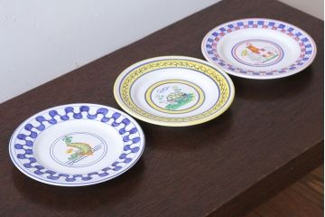 アンティーク雑貨　中古　イタリアSBERNA DERUTA(サブリナデルタ)　絵皿3枚セット(プレート)(洋食器)